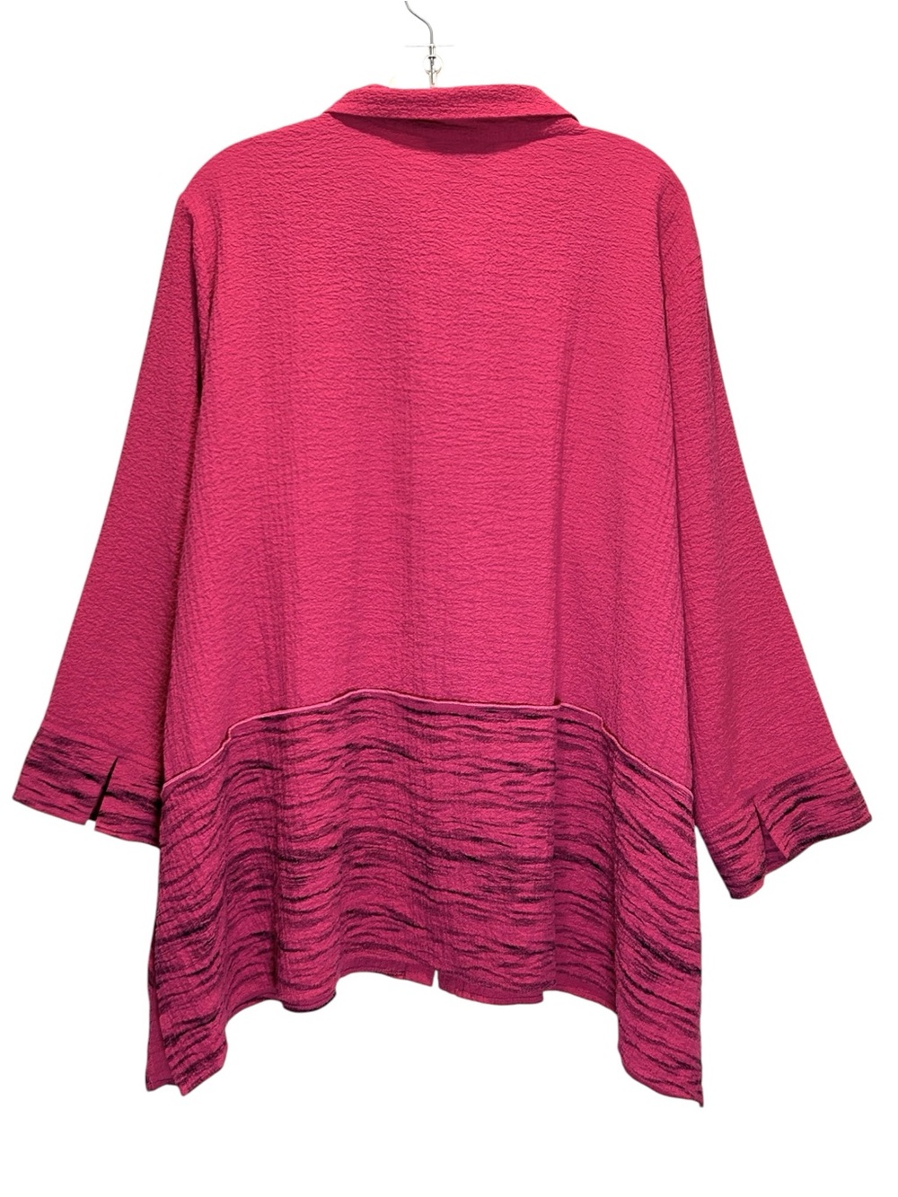 Ali Miles Fuchsia & Black Lagenlook Button-up Tunic w/ 3/4 Sleeves - Size 2X - Picture 2 of 9